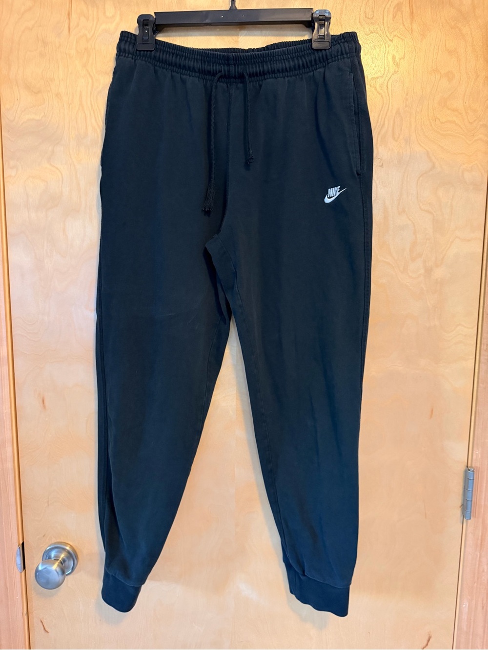 Nike Black Men's Jogger Sweatpants with White Swoosh